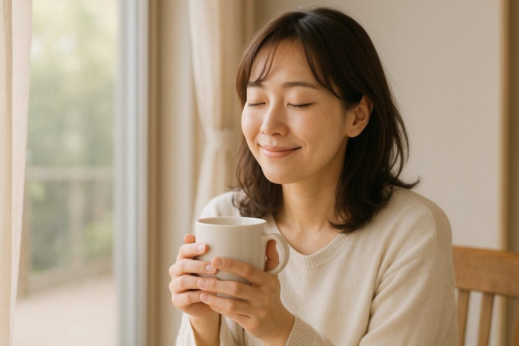 福岡市西区で整体を受けて疲労回復した40代女性の穏やかな表情