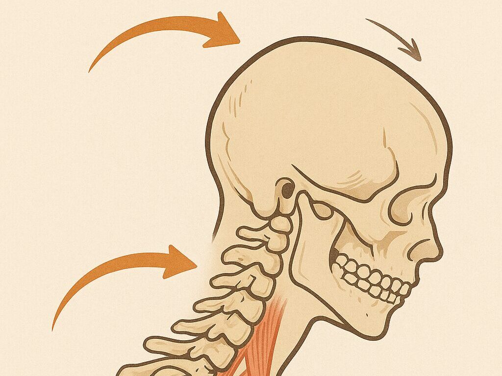 交通事故による頚椎捻挫（むちうち）の発生メカニズムを解説する医学的イラスト